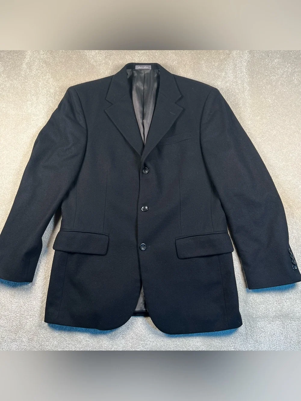 Oscar de la Renta Cashmere Wool Blend Blazer Suit Jacket Black 3 Button Mens 38R